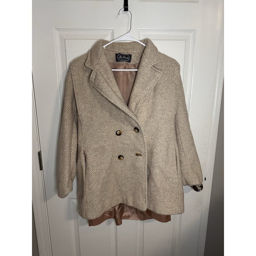 MS Freddi Women's Vintage Coat, Wool Blend, Cream/beige Color Fits Like Size Med
